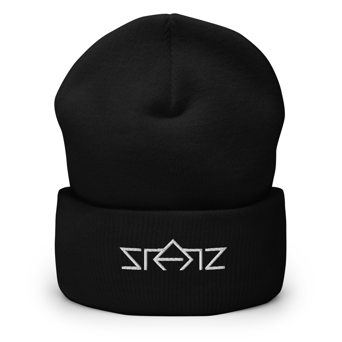 SRARZ Signature Beanie – Schwarz – Vorderansicht ohne Person