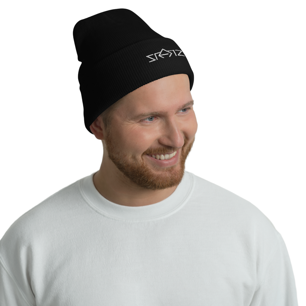 SRARZ Signature Beanie – Schwarz – Herrenmodel – Vorderansicht