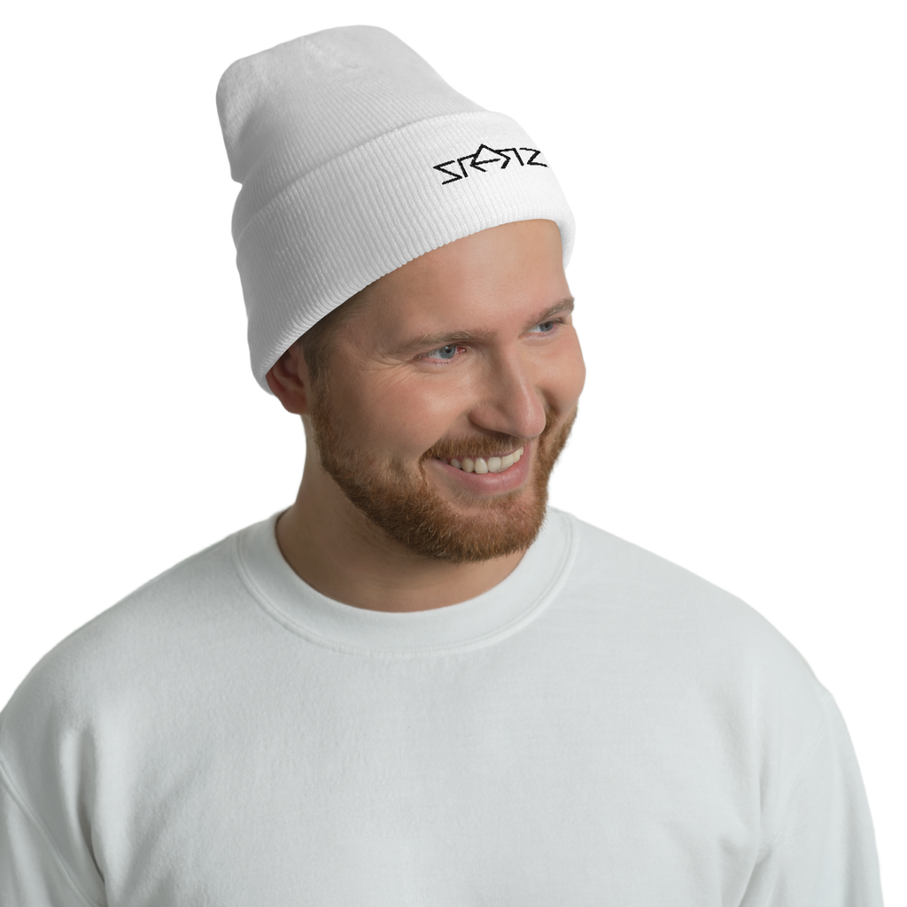SRARZ Signature Beanie – Weiss – Herrenmodel – Vorderansicht