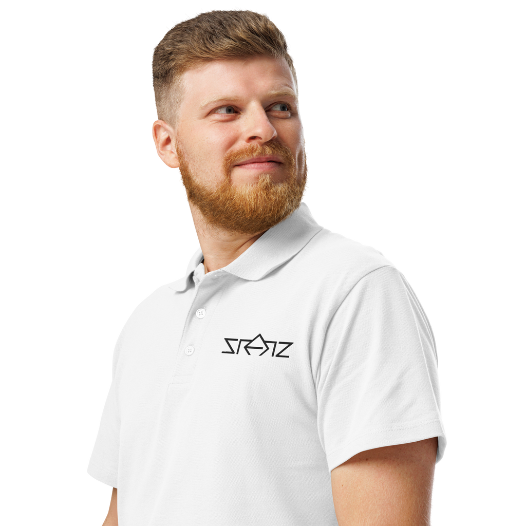 SRARZ Signature Polo – Weiss – Herrenmodel – Detailansicht