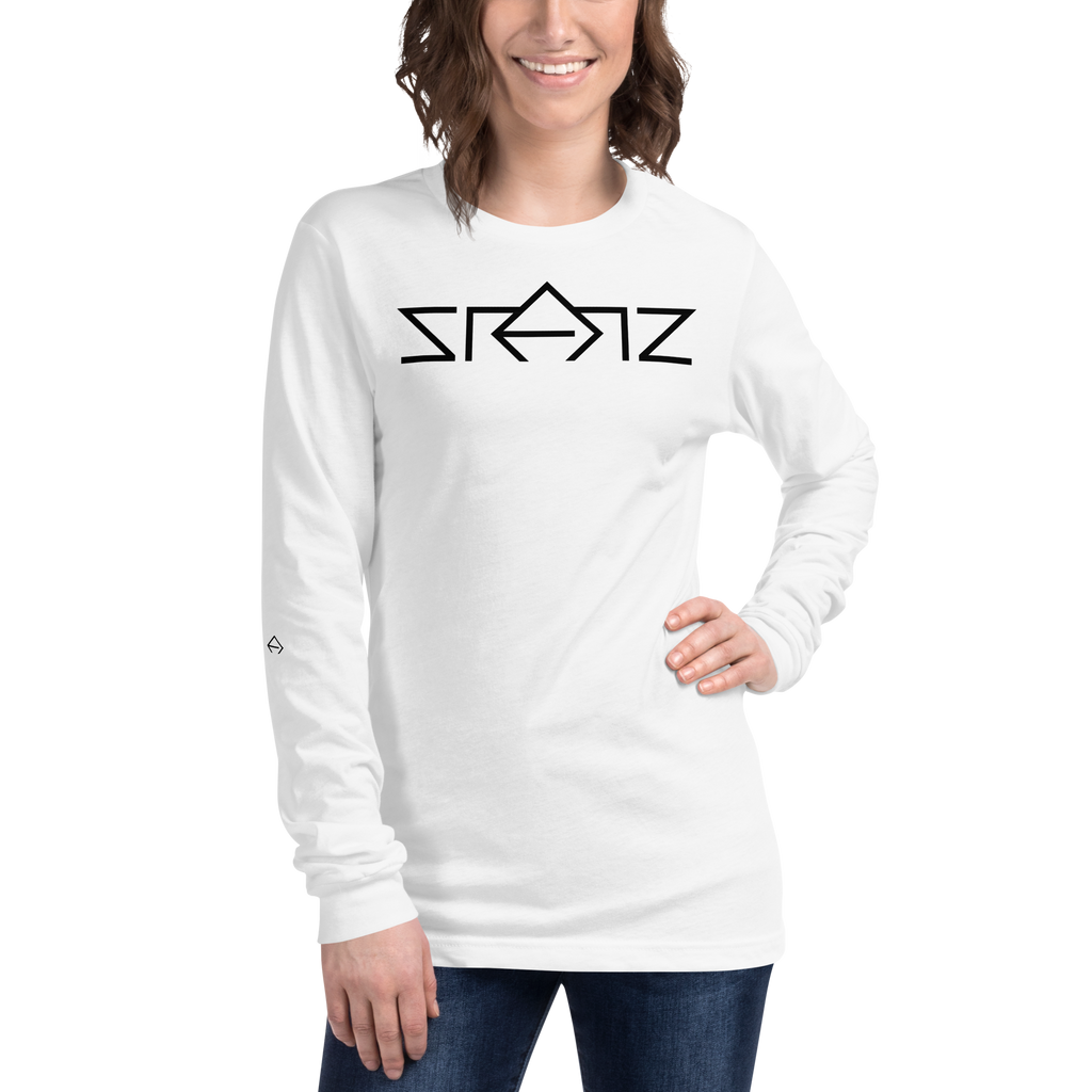 SRARZ Signature Longsleeve – Weiss – Damenmodel – Vorderansicht