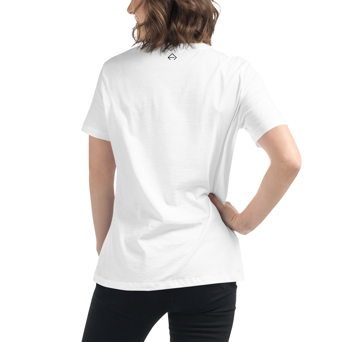 SRARZ Signature Relaxed T-Shirt – Weiss – Damenmodel – Rückansicht