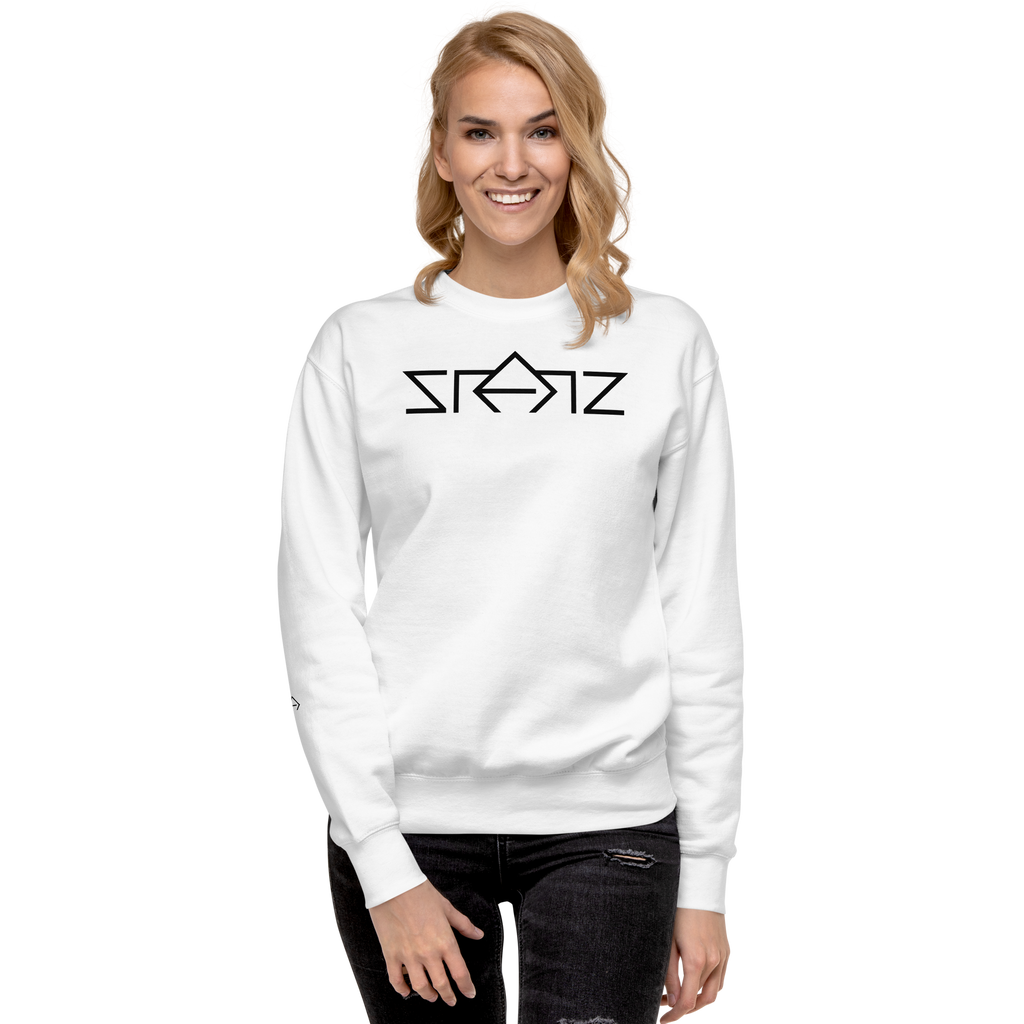 SRARZ Signature Sweatshirt – Weiss – Damenmodel – Vorderansicht