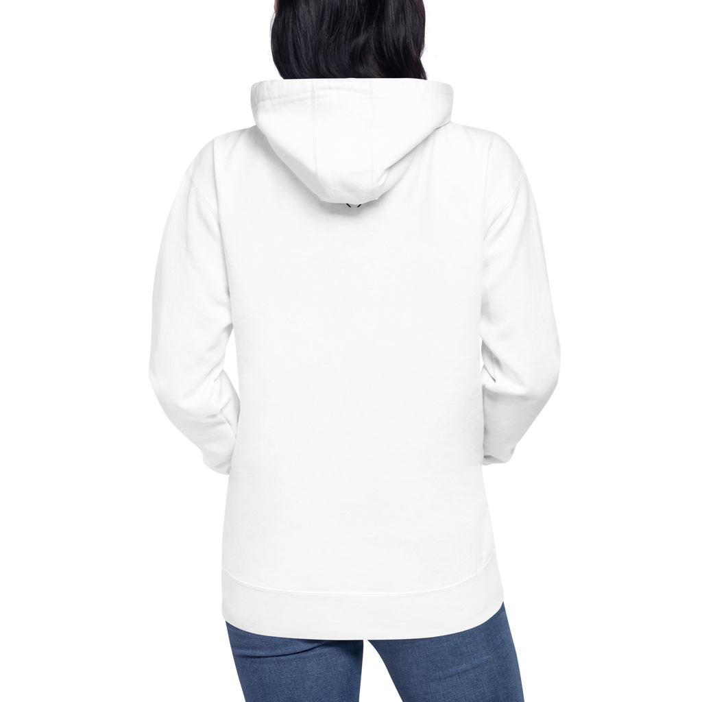 SRARZ Signature Hoodie – Weiss – Damenmodel – Rückansicht