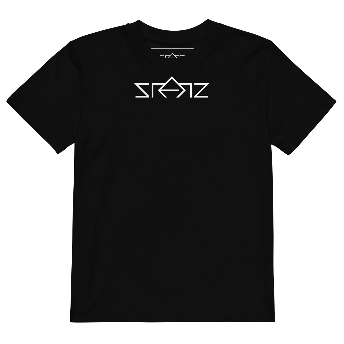 SRARZ Signature Kids T-Shirt – Schwarz – Vorderansicht ohne Person