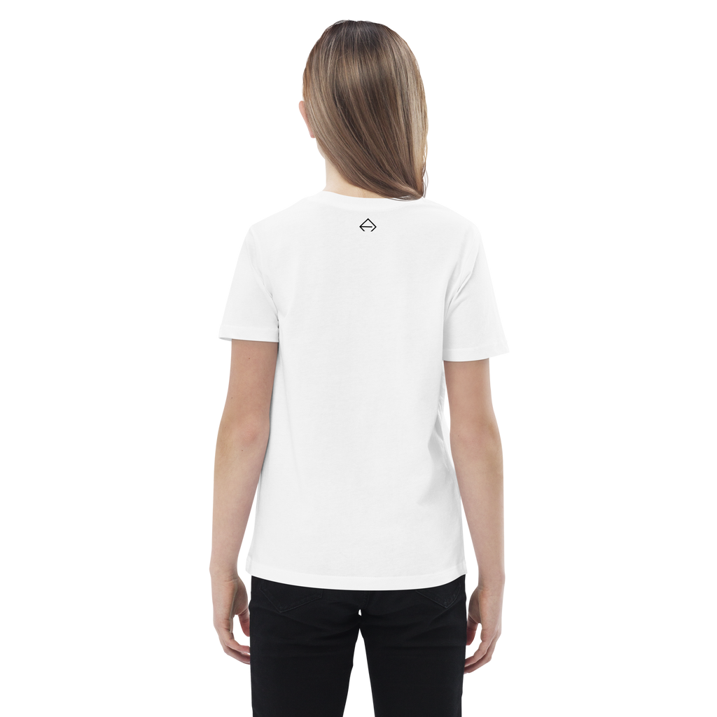 SRARZ Signature Kids T-Shirt – Weiss – Mädchenmodell Rückansicht