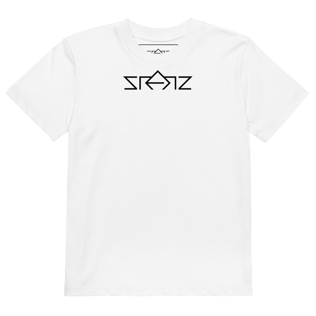SRARZ Signature Kids T-Shirt – Weiss – Vorderansicht ohne Person