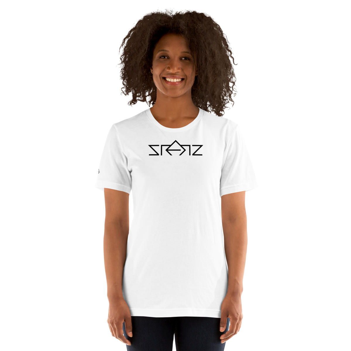 SRARZ Signature T-Shirt – Weiss – Damenmodel – Vorderansicht