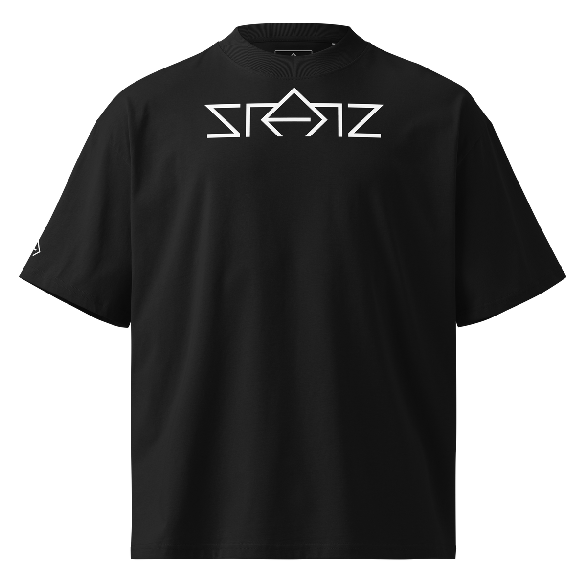 SRARZ Signature Oversized T-Shirt – Schwarz – Vorderansicht ohne Person