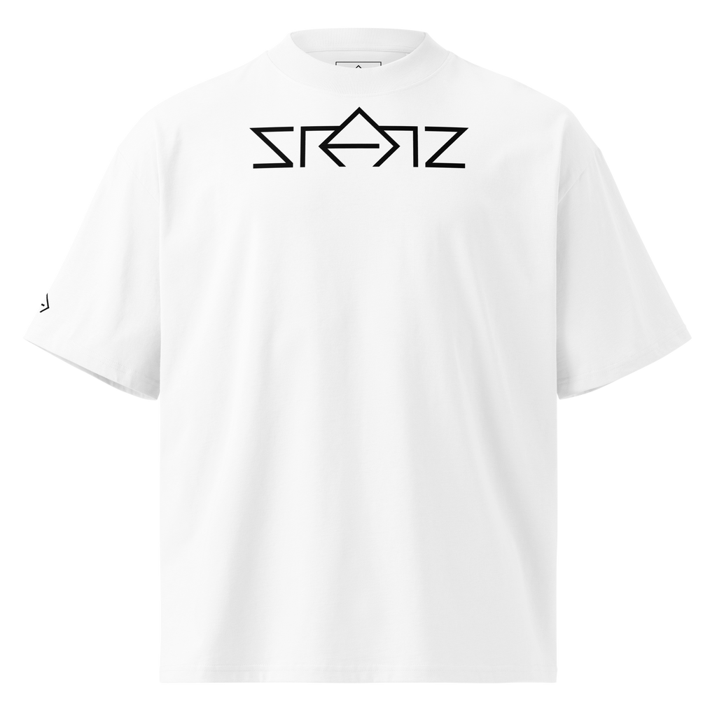 SRARZ Signature Oversized T-Shirt – Weiss – Vorderansicht ohne Person