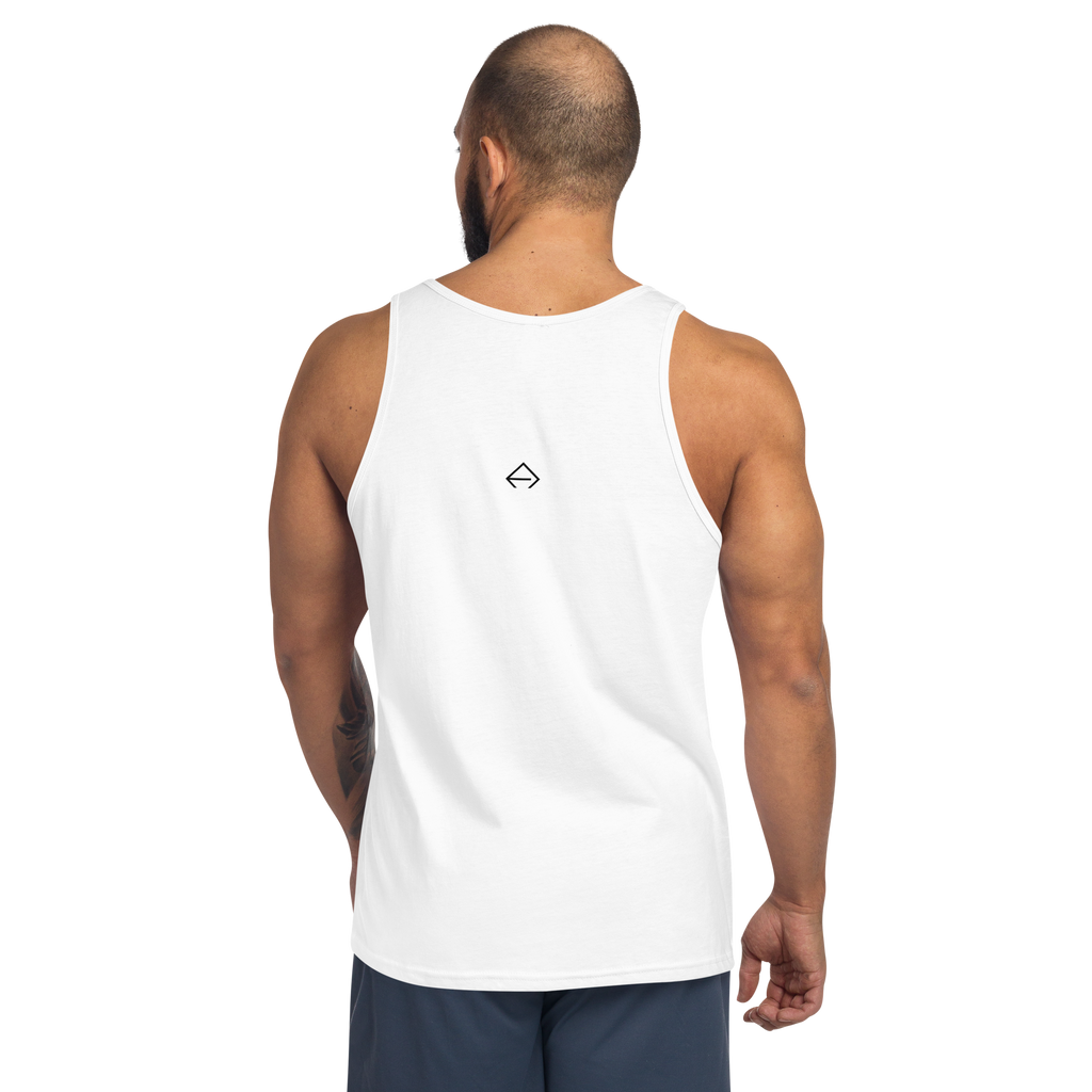 SRARZ Signature Tank Top – Weiss – Herrenmodell Rückansicht