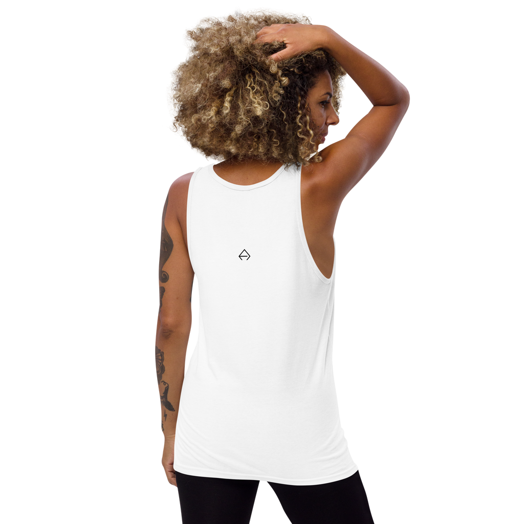 SRARZ Signature Tank Top – Weiss – Damenmodell Rückansicht