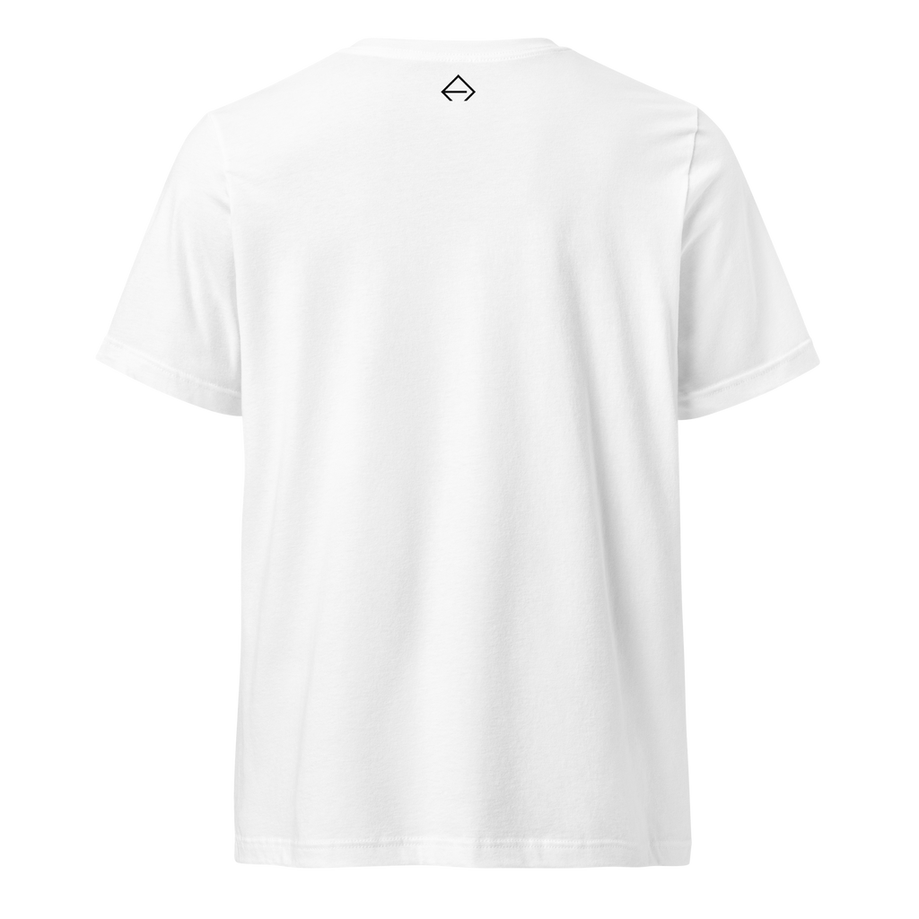 SRARZ Signature V-Neck T-Shirt – Weiss – Rückenansicht ohne Person
