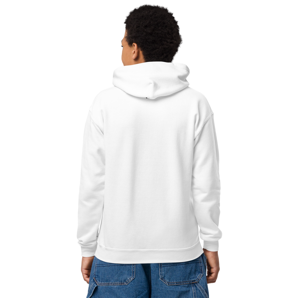 SRARZ Signature Kids Hoodie – Weiss – Jungenmodell Rückansicht