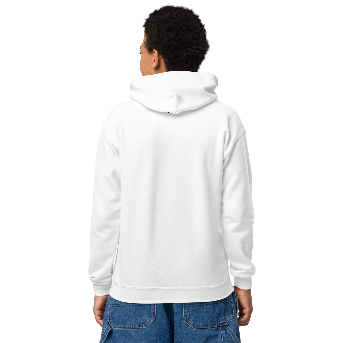 SRARZ Signature Kids Hoodie – Weiss – Jungenmodell Rückansicht