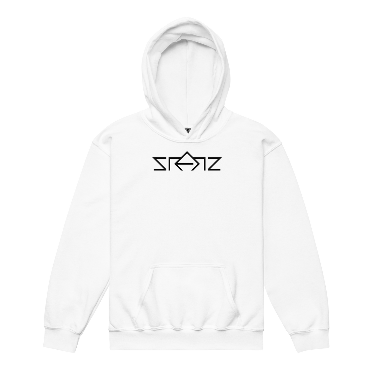 SRARZ Signature Kids Hoodie – Weiss – Vorderansicht ohne Person